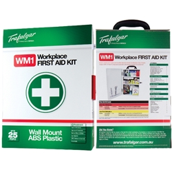 This is an image of Wall Mount First Aid Kits available in metal or plastic from ABL Distribution Pty Ltd