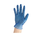 This is an image of Blue Powdered Disposable Vinyl Gloves from ABL Distribution Pty Ltd