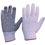 This Is An Image of Poly Cotton / PVC Polka Dot Knit Gloves from ABL Distribution Pty Ltd