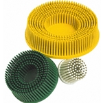 This is an image of Scotch Brite Roloc Bristle Discs use for blneding, finishing, cleaning and removing coat, scratches and rust from all metals - ABL Distribution