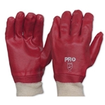 This is an image of Red Pvc Knitted Wrist Chemical Gloves