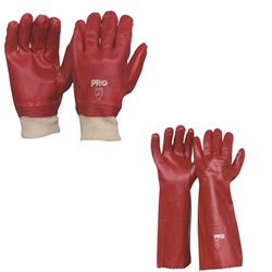 This Is An Image Of Red Pvc Chemical Gloves | ABL Distribution Pty Ltd