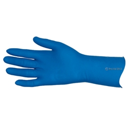 This is an image of Latex Blue Hi Risk Powder Free Disposable Gloves