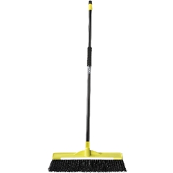 This is an image of Extra stiff tradesman broom for collecting large debris and dirt. Suitable for use on brick, bitument and paving from ABL Distribution Pty Ltd