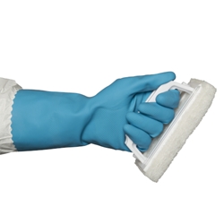 This is an image of Blue Rubber Gloves Silver Lined from ABL Distribution Pty Ltd