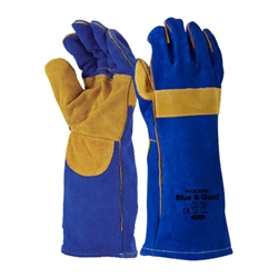 Blue & Gold Welders Gauntlet Gloves from ABL Distribution Pty Ltd