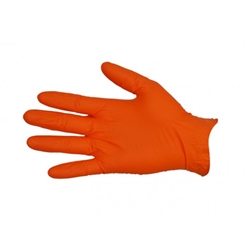 This is an image of Nitrile Orange Disposable Gloves