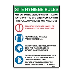 This is an image of Site Hygiene Rules" 300Mmx225mm Polypropylene" from ABL Distribution Pty Ltd